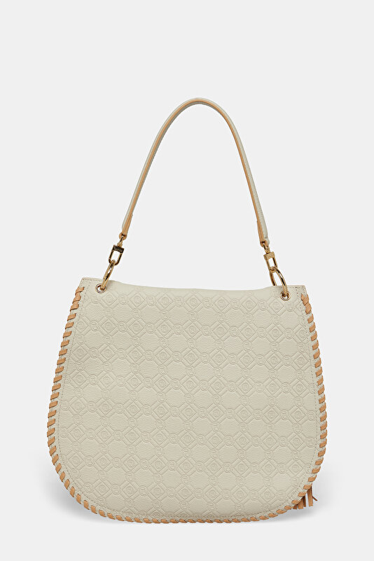 BEIGE MONOGRAM LEATHER BAG 3