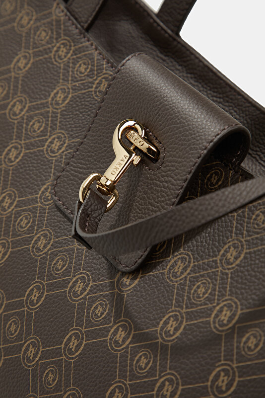 KAHVE MONOGRAM DERİ ÇANTA 4
