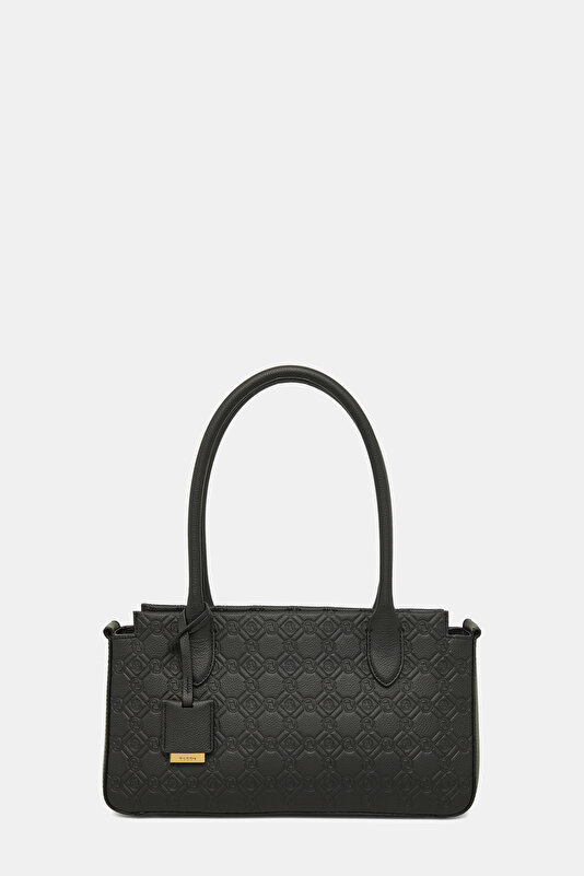 BLACK MONOGRAM LEATHER BAG