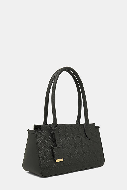 BLACK MONOGRAM LEATHER BAG 2
