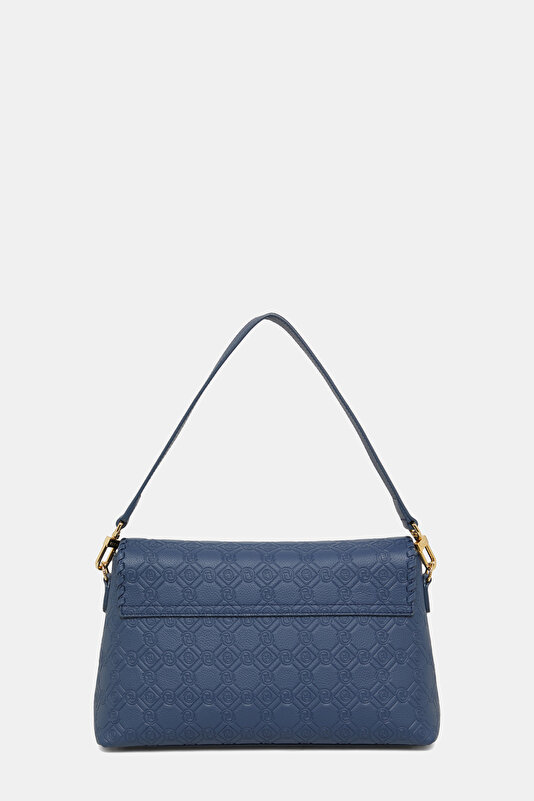NAVY BLUE MONOGRAM LEATHER BAG 3