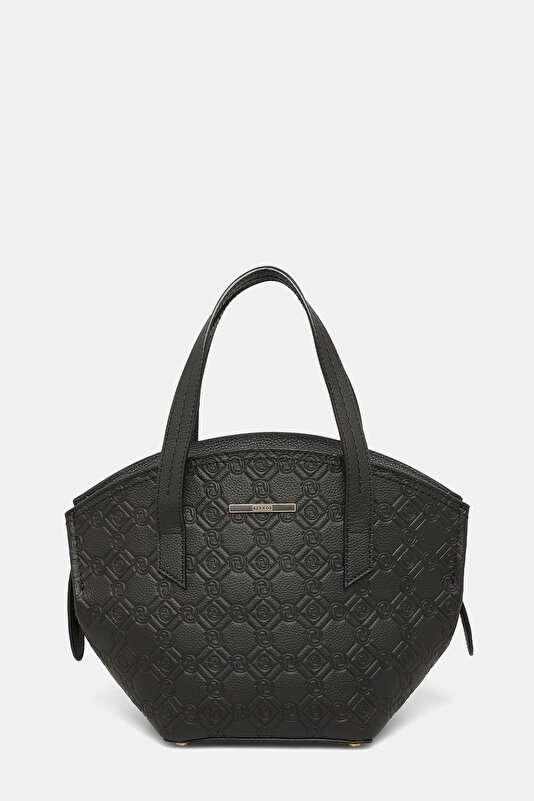 BLACK MONOGRAM LEATHER BAG