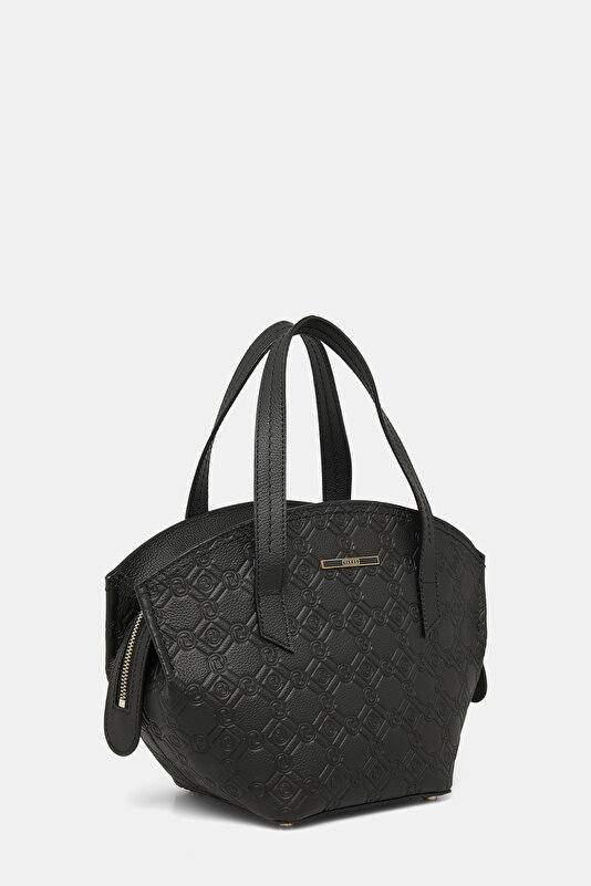 BLACK MONOGRAM LEATHER BAG 3