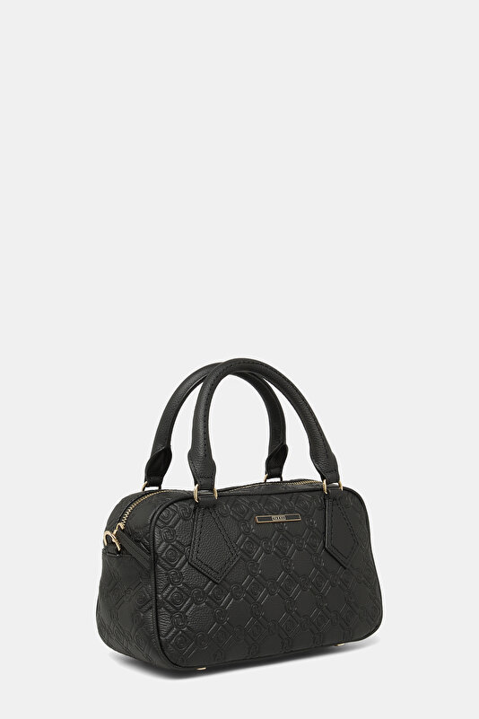 BLACK MONOGRAM LEATHER BAG 3