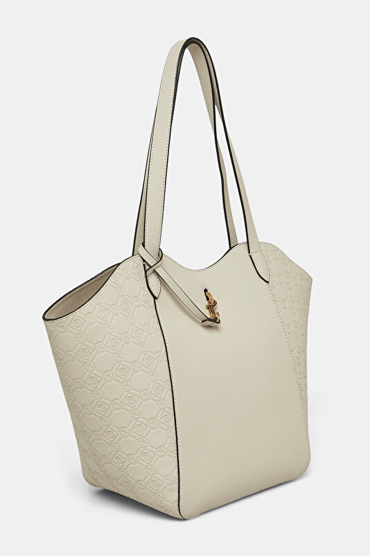 ECRU MONOGRAM LEATHER BAG 2