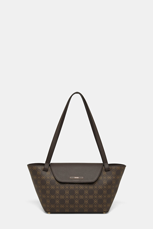 BEIGE MONOGRAM LEATHER BAG