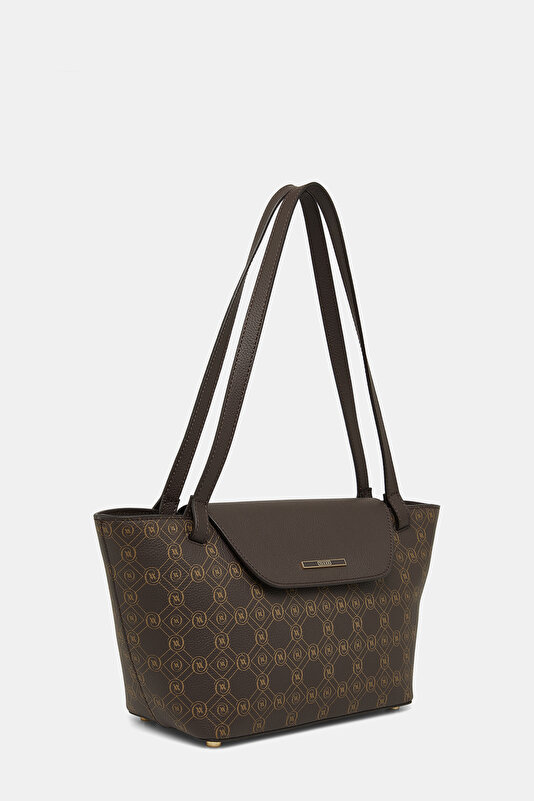 BEIGE MONOGRAM LEATHER BAG 2