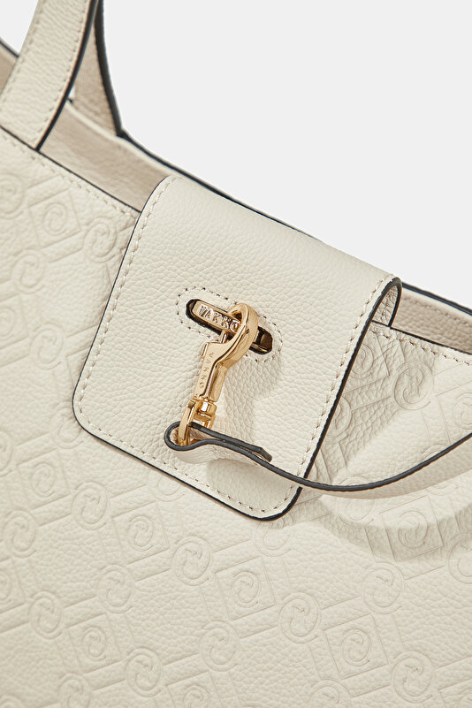 ECRU MONOGRAM LEATHER BAG 4