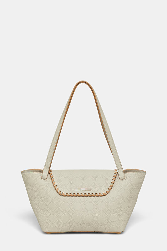 BEIGE MONOGRAM LEATHER BAG