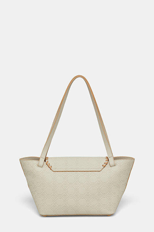BEIGE MONOGRAM LEATHER BAG 3