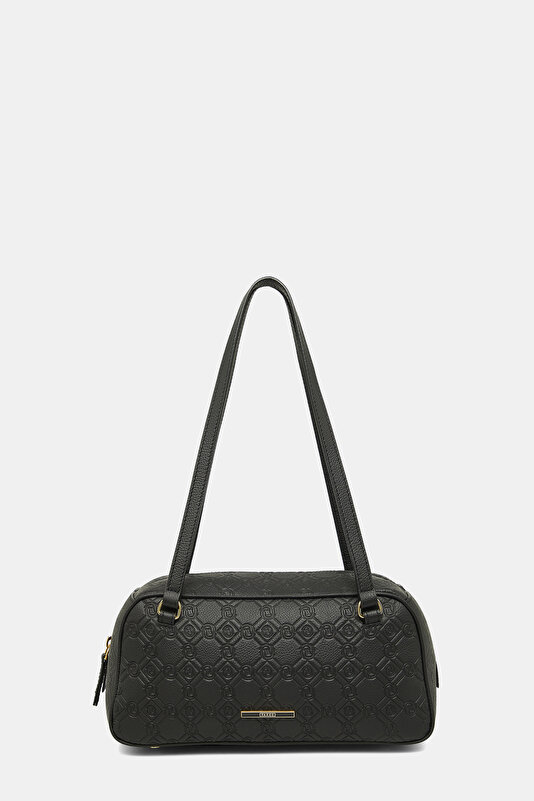 BLACK MONOGRAM LEATHER BAG