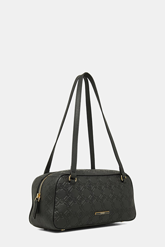 BLACK MONOGRAM LEATHER BAG 2