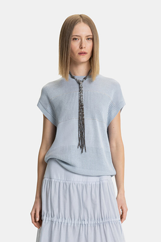 BLUE BASIC / ROUND NECKLINE TRICOT