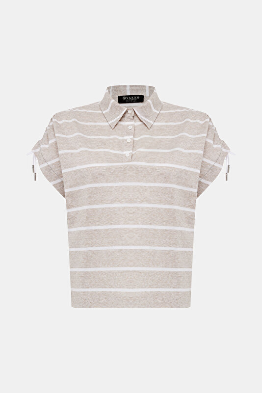 BEJ POLO YAKA KISA KOLLU T-SHİRT 4