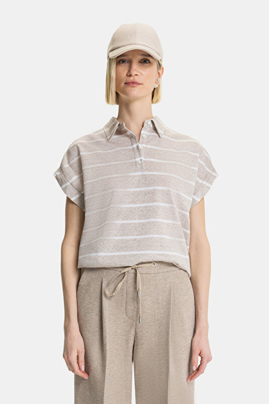 WHITE POLO NECK SHORT SLEEVE TSHIRT