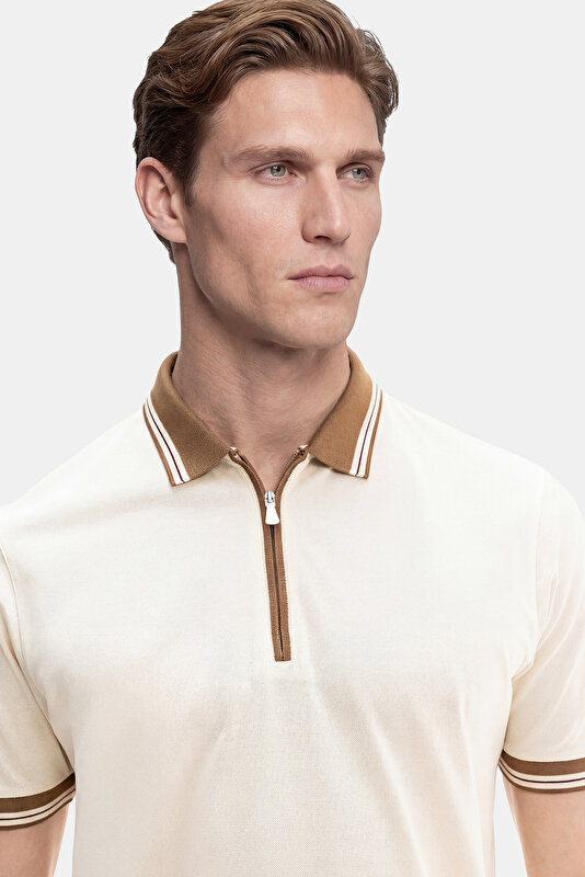 FERMUARLI POLO YAKA KISA KOL KOTON T-SHIRT 3