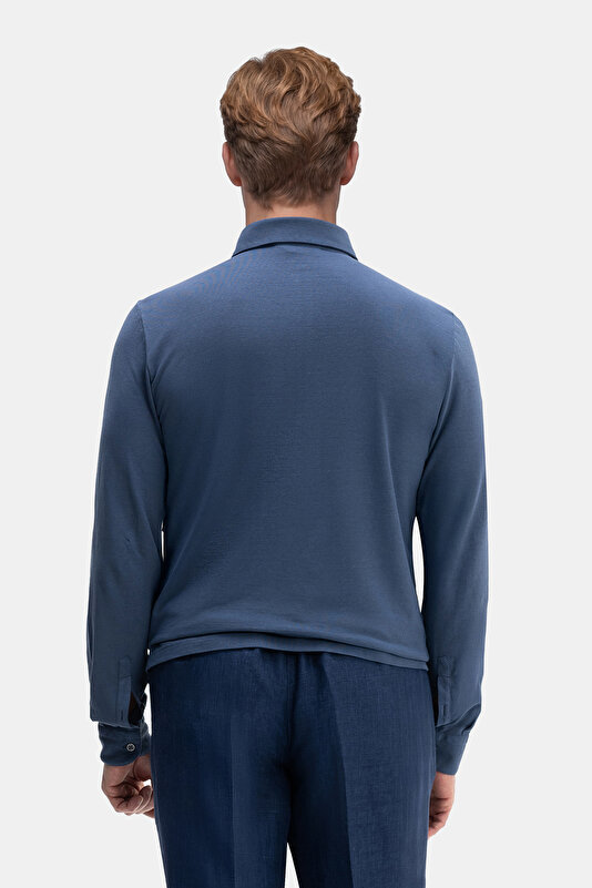BLUE POLO NECK LONG SLEEVE TSHIRT 2
