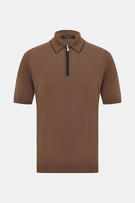 FERMUARLI POLO YAKA KISA KOL İPEK TRİKO