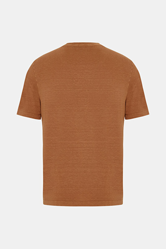 BİSİKLET YAKALI KISA KOL KETEN T-SHIRT 2