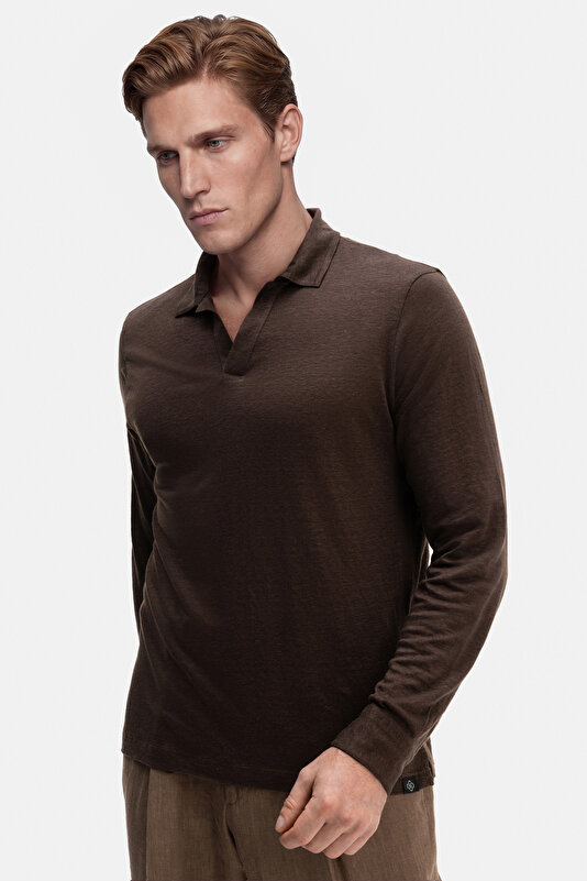 BROWN POLO NECK LONG SLEEVE TSHIRT 3