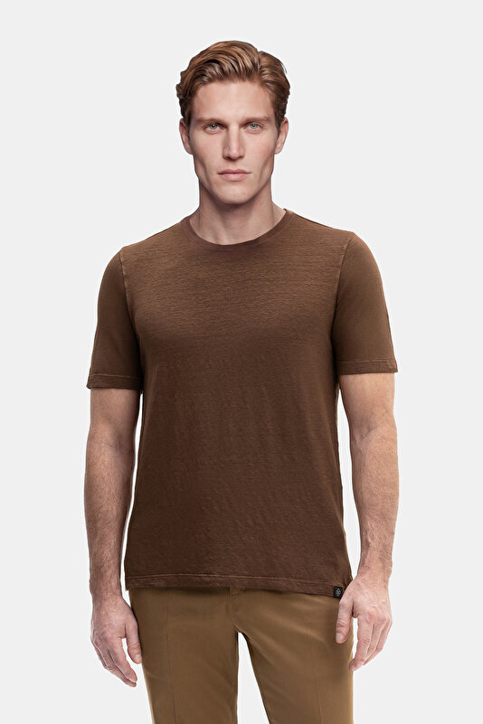 BROWN BICYCLE COLLAR SHORT SLEEVE TSHIRT