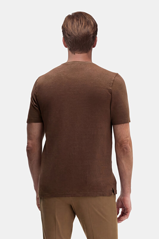 BİSİKLET YAKALI KISA KOL KETEN TSHIRT 2