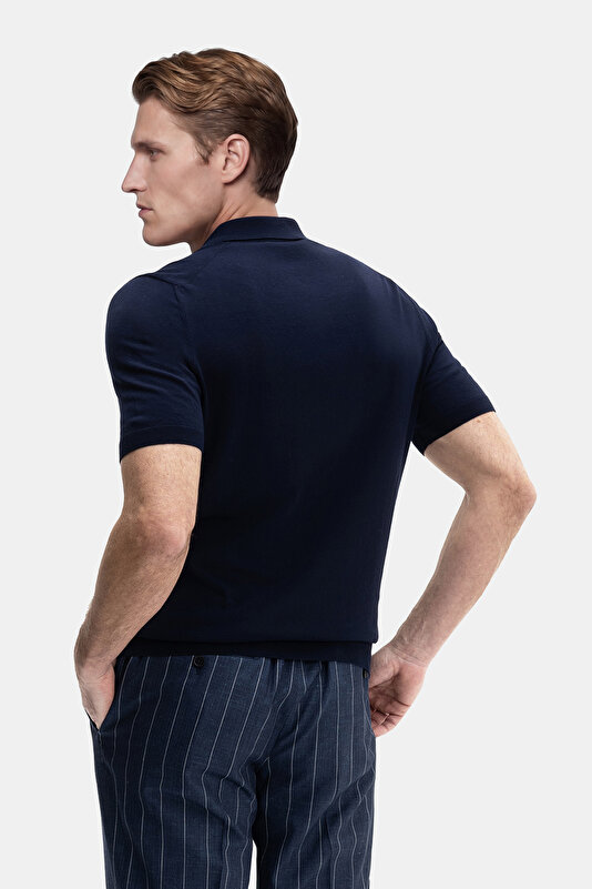 NAVY BLUE POLO NECK SHORT SLEEVE TSHIRT 2