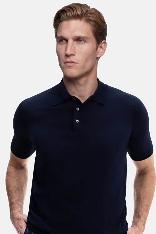 NAVY BLUE POLO NECK SHORT SLEEVE TSHIRT 3