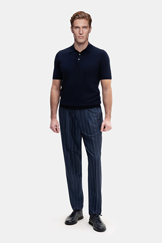 NAVY BLUE POLO NECK SHORT SLEEVE TSHIRT 4