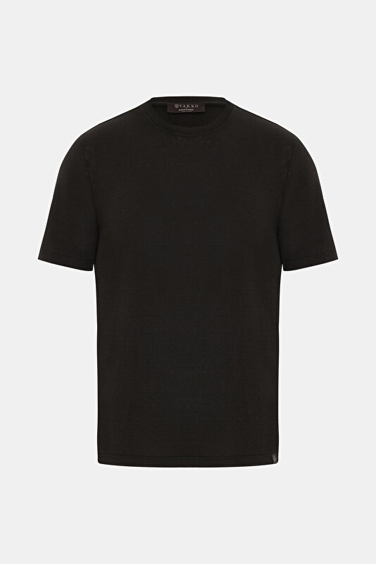 BİSİKLET YAKALI KISA KOL KETEN T-SHIRT