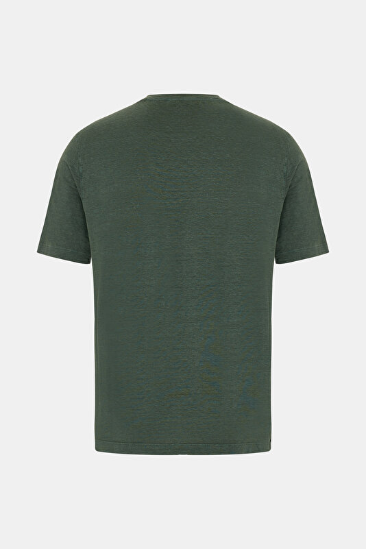 BİSİKLET YAKALI KISA KOL KETEN T-SHIRT 2