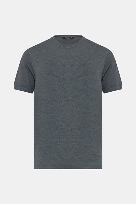 BİSİKLET YAKALI KISA KOL KETEN T.SHIRT