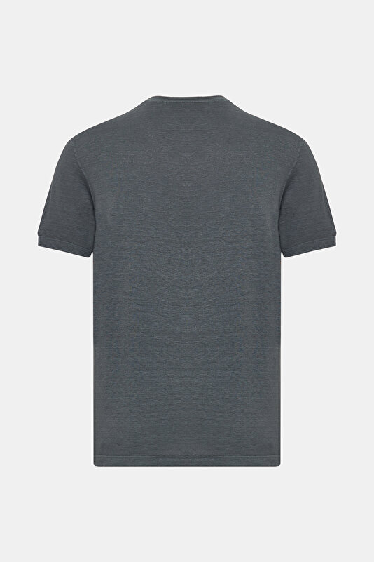 BİSİKLET YAKALI KISA KOL KETEN T.SHIRT 2