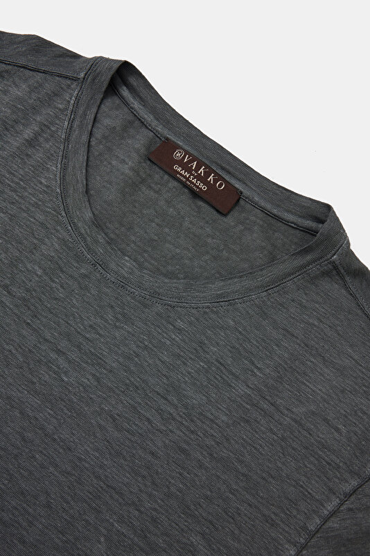 BİSİKLET YAKALI KISA KOL KETEN T.SHIRT 3