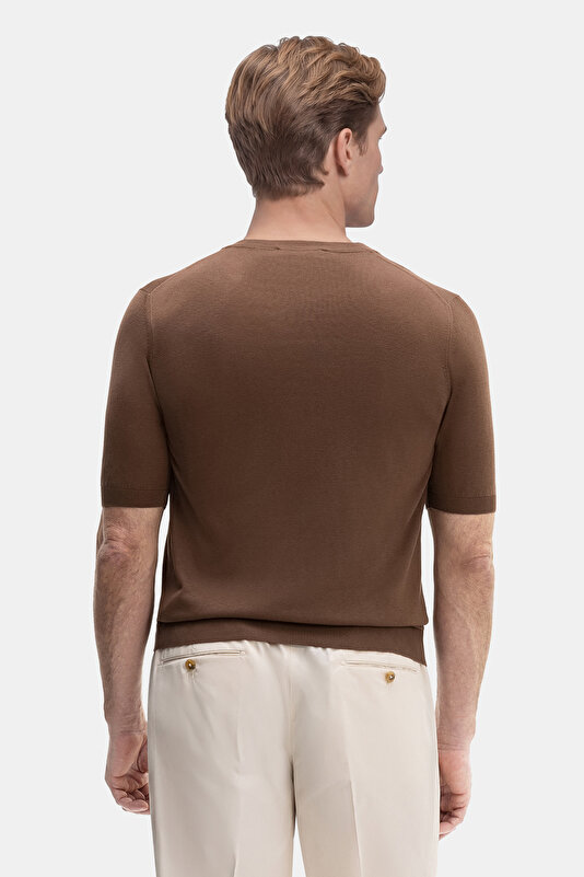 LIGHT BROWN BICYCLE COLLAR SHORT SLEEVE TSHIRT 2