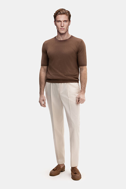 LIGHT BROWN BICYCLE COLLAR SHORT SLEEVE TSHIRT 4