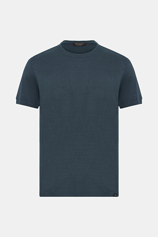 BİSİKLET YAKALI KISA KOL KETEN T.SHIRT