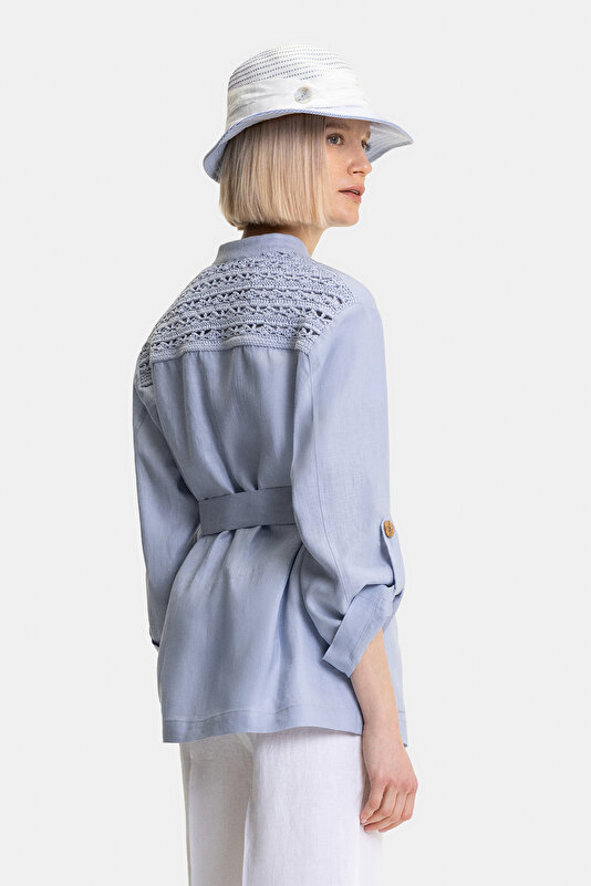 LIGHT BLUE MANDARIN COLLAR JACKET 2