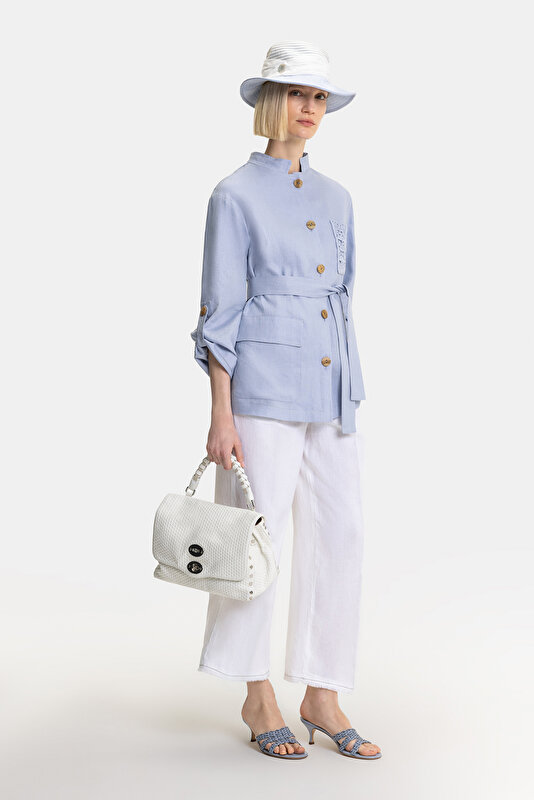 LIGHT BLUE MANDARIN COLLAR JACKET 4