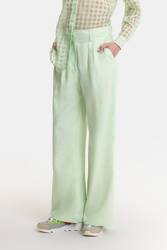 LIGHT GREEN WIDE LEG TROUSERS 2