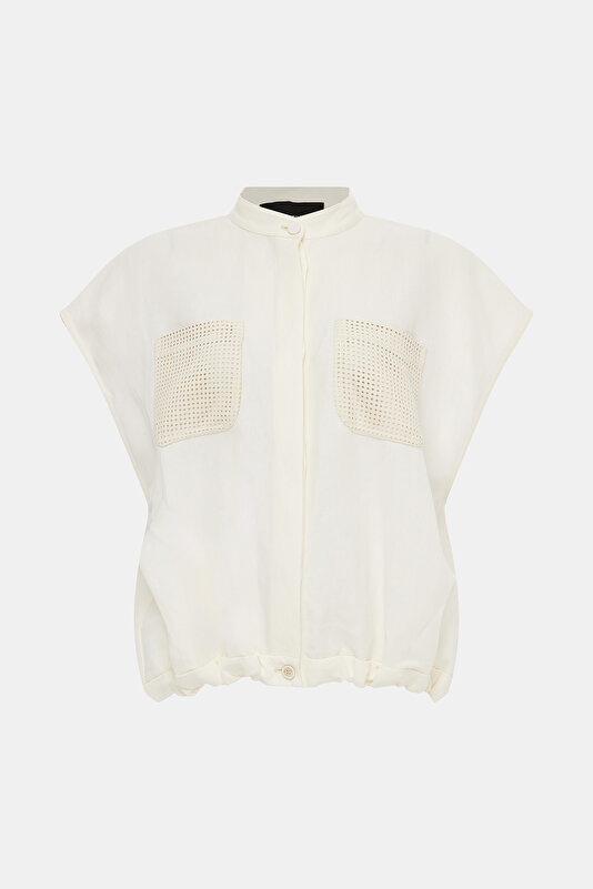 ECRU UPRIGHT COLLAR VEST