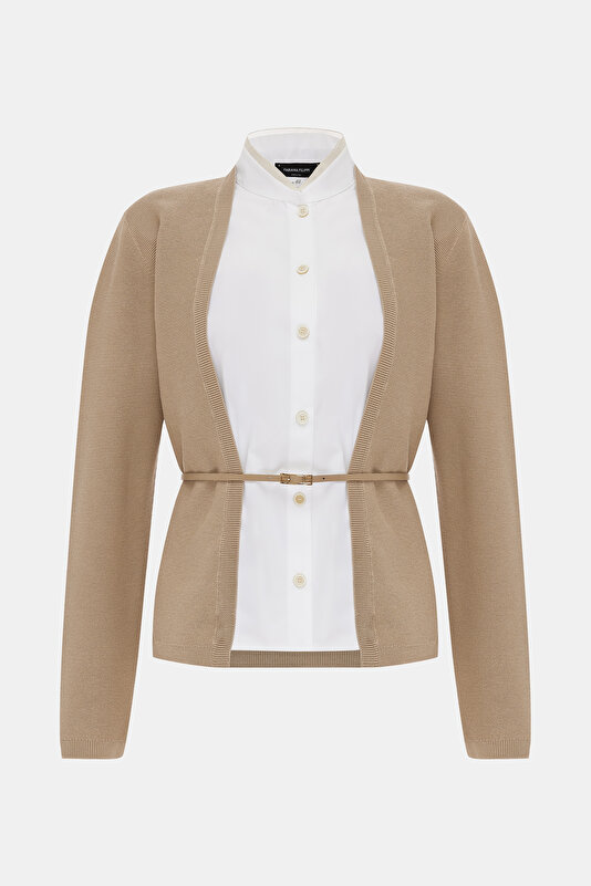 MINK UPRIGHT COLLAR TRICOT