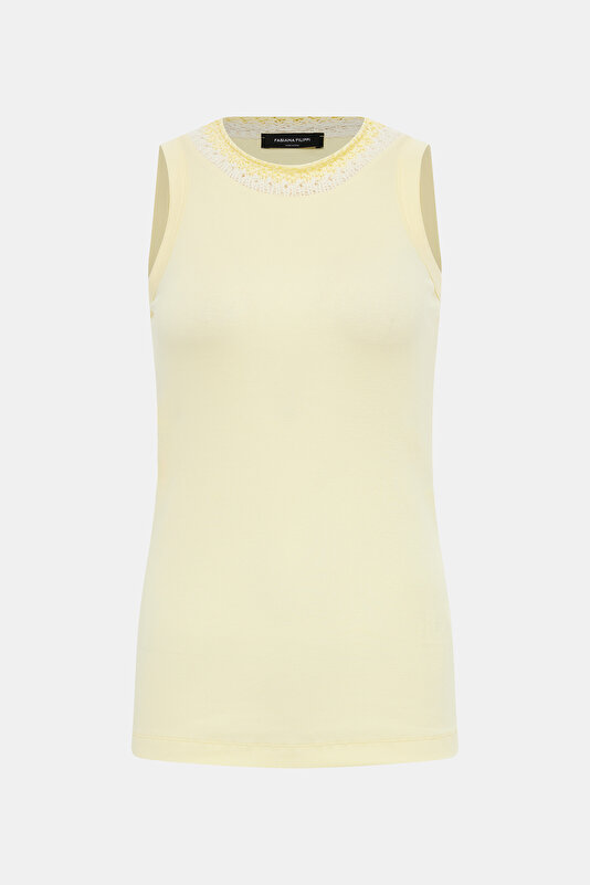 YELLOW BASIC / ROUND NECKLINE SLEEVELESS TSHIRT 4