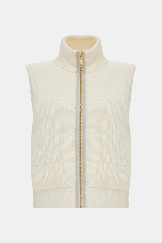 ECRU UPRIGHT COLLAR VEST
