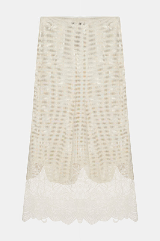 ECRU SUEDE MIDI SKIRT