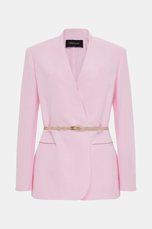 PINK SURPLICE NECKLINE (CROSS-OVER NECKLINE) JACKET