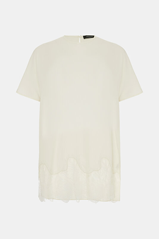 ECRU BASIC / ROUND NECKLINE SHORT SLEEVE BLOUSE 4
