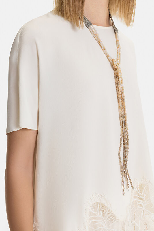 ECRU BASIC / ROUND NECKLINE SHORT SLEEVE BLOUSE 3