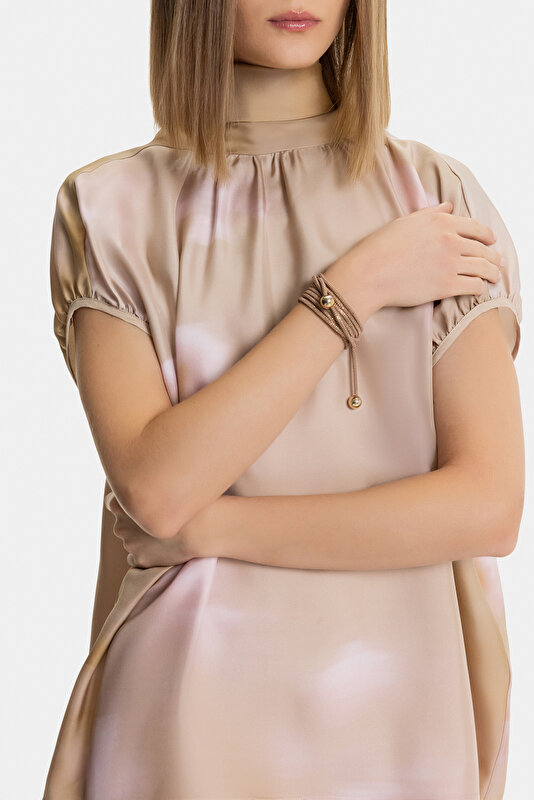 PINK UPRIGHT COLLAR SHORT SLEEVE BLOUSE 3