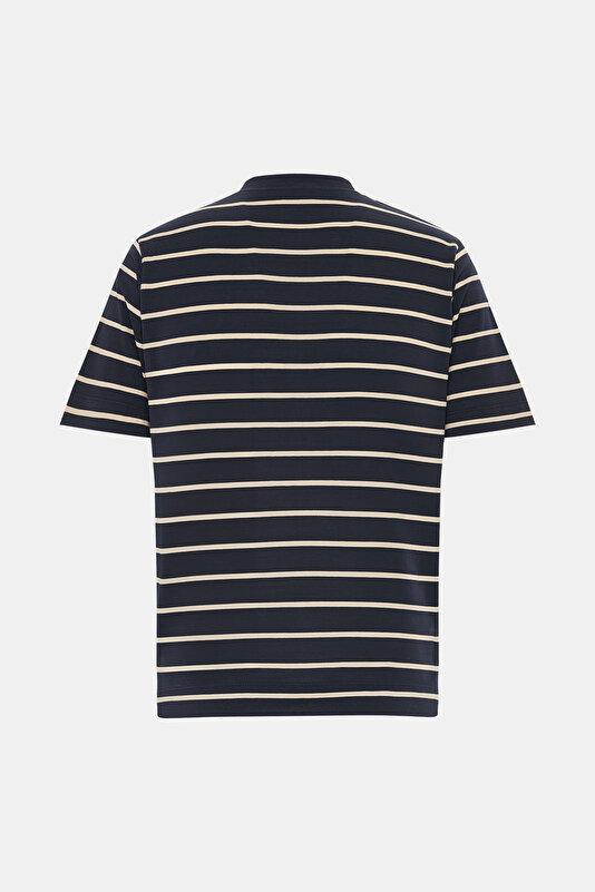 BİSİKLET YAKALI KISA KOL ENİNE ÇİZGİLİ T-SHIRT 2